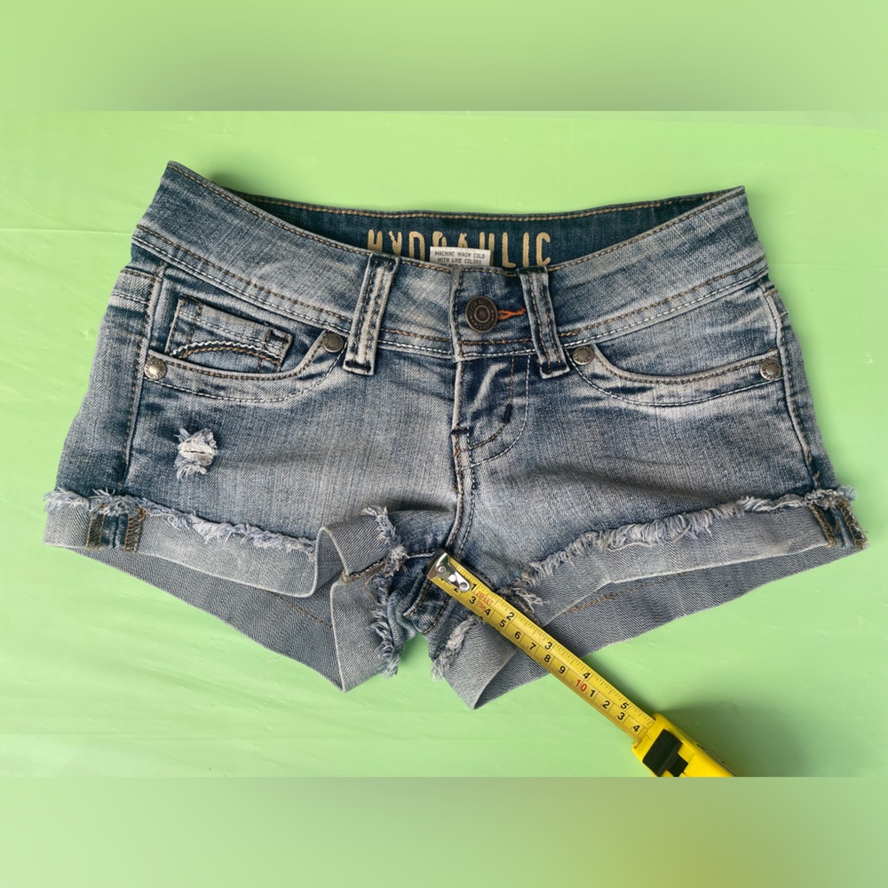 LOW RISE VINTAGE HYDRAULIC Women's Distressed Denim Shorts SIZE 0 JUNIORS - Picture 6 of 12